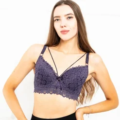 Codzienne^Royalfashion damski biustonosz koronkowy fioletowy