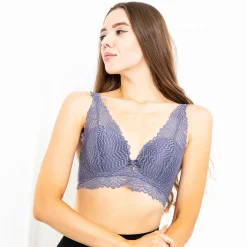Bralet^Royalfashion zmysłowy biustonosz koronkowy fioletowy