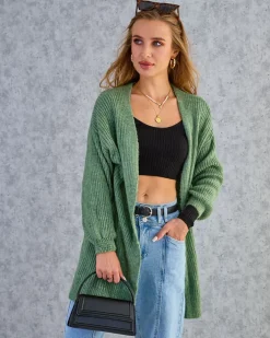 Swetry^Royalfashion Fuksjowy damski sweter narzutka zielony