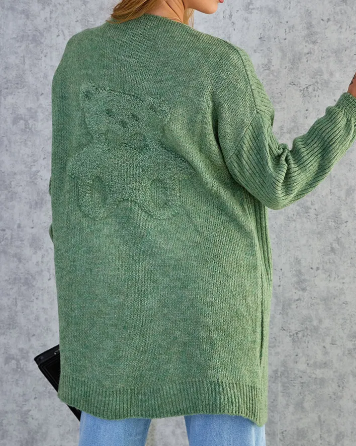 Swetry^Royalfashion Fuksjowy damski sweter narzutka zielony