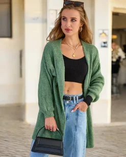 Swetry^Royalfashion Fuksjowy damski sweter narzutka zielony