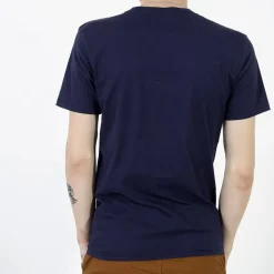 Bluzki^Royalfashion Granatowa bawełniana koszulka męska z printem Granatowy