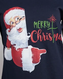 Piżamy^Royalfashion Granatowa damska 2-częściowa piżama ze świątecznym printem Granatowy