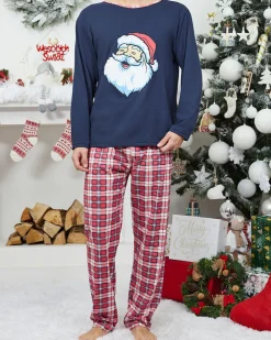 Piżamy^Royalfashion Granatowa męska piżama świąteczna Granatowy