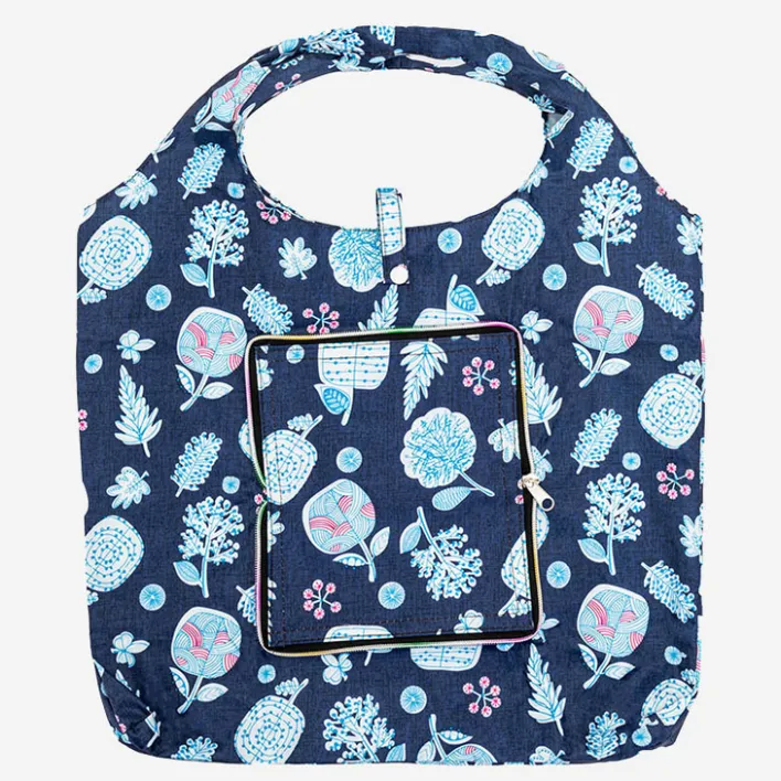 Materiałowe|Torebki Shoppers^Royalfashion Granatowa torba zakupowa składana w portfel z roślinnym wzorem Granatowy