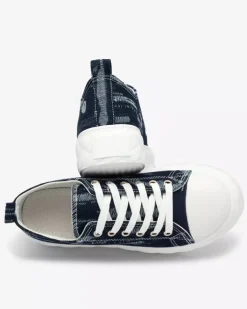 Trampki^Royalfashion Granatowe damskie jeansowe trampki z przetarciami Nerolera Granatowy