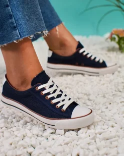 Trampki^Royalfashion Granatowe damskie trampki Gumpy Granatowy