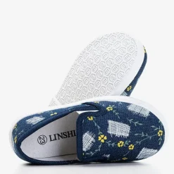 Dziewczęce^Royalfashion Granatowe dziecięce tenisówki slip - on Inga Granatowy