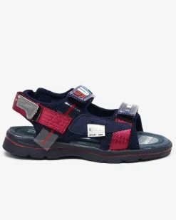 Chłopięce^Royalfashion Granatowe dziecięce sandałki z naszywkami Netiks Granatowy