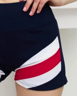 Szorty|Krótkie Spodenki^Royalfashion Granatowe krótkie spodenki z kolorową wstawką Granatowy