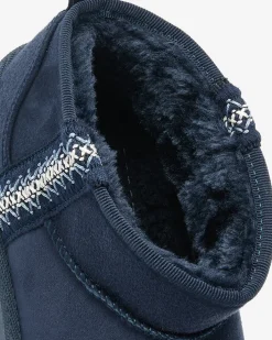 Śniegowce^Royalfashion Granatowe krótkie damskie buty a'la śniegowce z ozdobą Terita