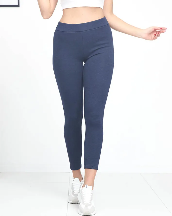 Legginsy / Tregginsy^Royalfashion Granatowe legginsy damskie z ociepleniem Granatowy
