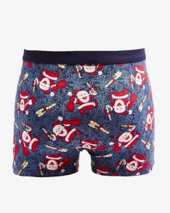 Majtki^Royalfashion Granatowe męskie bokserki świąteczne
