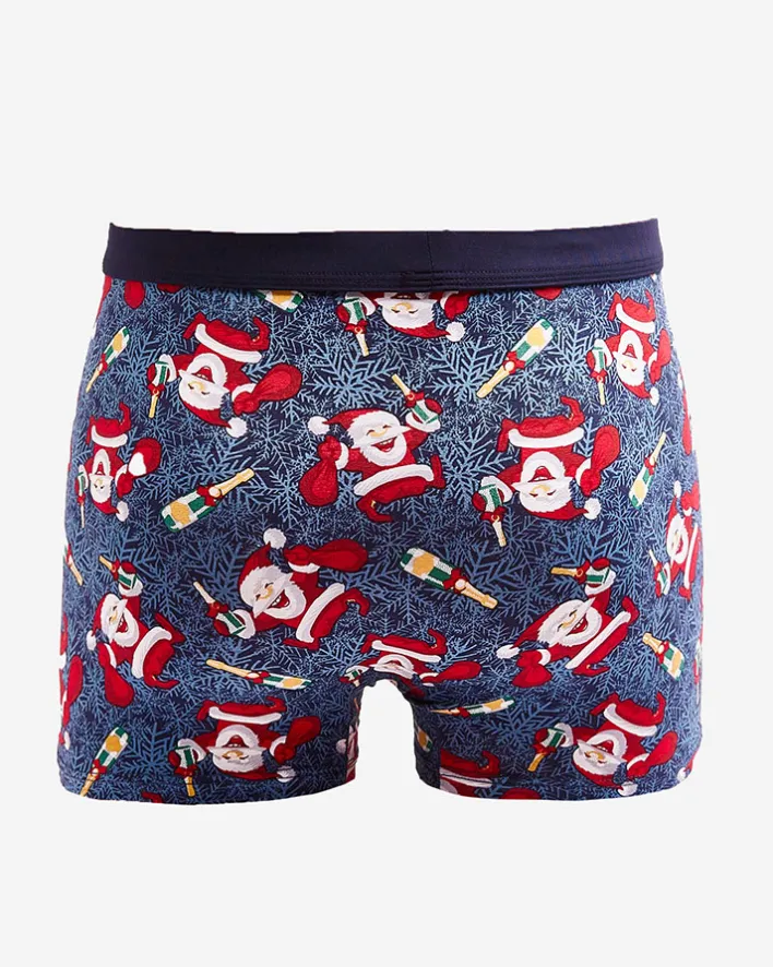 Majtki^Royalfashion Granatowe męskie bokserki świąteczne