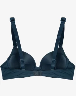 Codzienne^Royalfashion gładki biustonosz push-up ze zdobionymi ramiączkami Granatowy