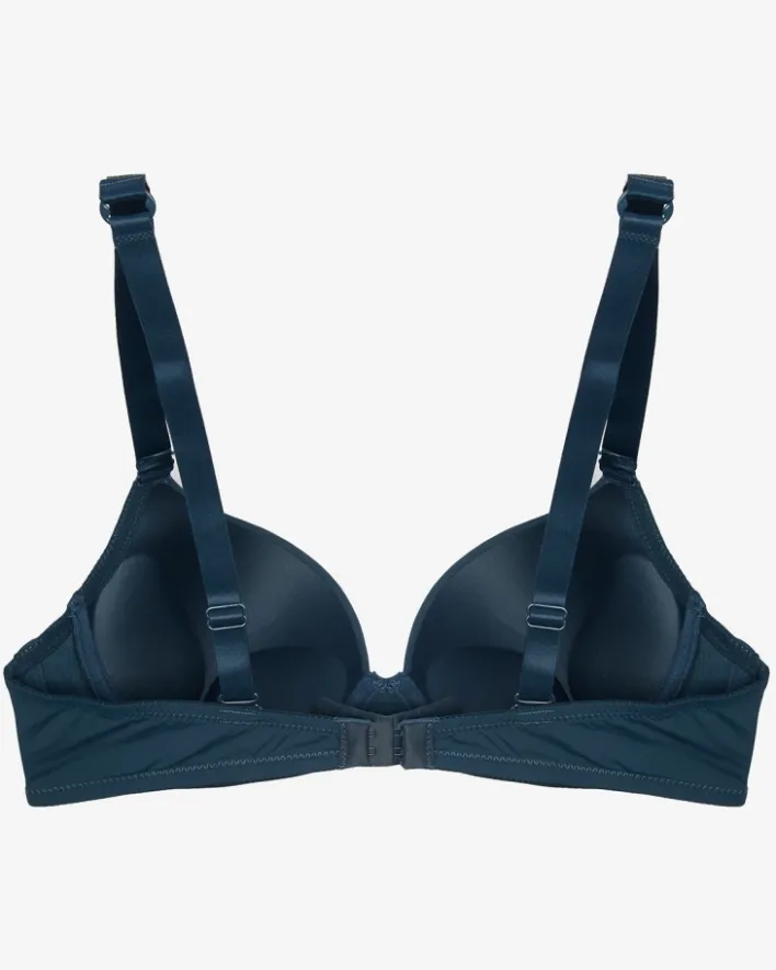 Codzienne^Royalfashion gładki biustonosz push-up ze zdobionymi ramiączkami Granatowy