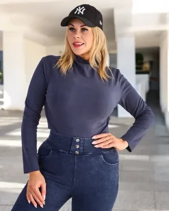 Swetry^Royalfashion sweter typu półgolf Granatowy