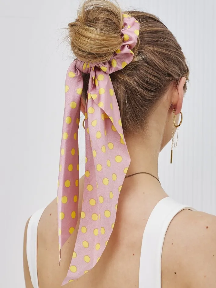 Akcesoria Do Włosów^Royalfashion Gumka do włosów ze wstążką w kropeczki Picolina różowy