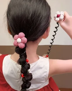 Dziewczęce|Akcesoria Do Włosów^Royalfashion Gumka do włosów sprężynka z kwiatuszkiem Blossom Coil Bordowy