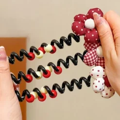 Dziewczęce|Akcesoria Do Włosów^Royalfashion Gumka do włosów sprężynka z kokardką Ribbon Coil Bordowy