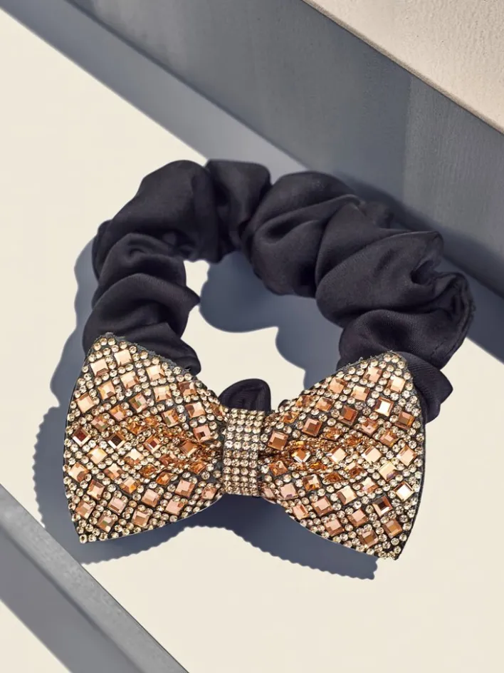 Akcesoria Do Włosów^Royalfashion Gumka do włosów z ozdobną kokardką Bellissa czarny