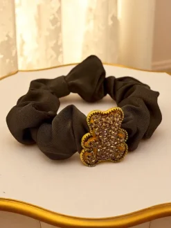 Akcesoria Do Włosów^Royalfashion Gumka do włosów z ozdobnym misiem Satin Teddy brązowy