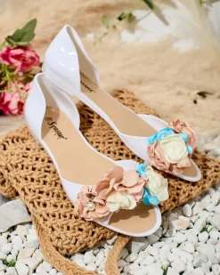 Buty Na Wielkie Wyjście|Baleriny Klasyczne^Royalfashion Gumowe baleriny z kwiatem Koddies biały