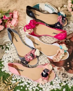 Buty Na Wielkie Wyjście|Meliski^Royalfashion Gumowe baleriny z kwiatem Koddies czarny