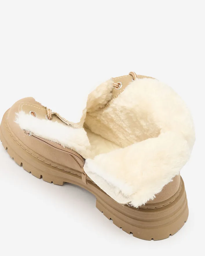 Trapery|Botki Z Delikatnym Ociepleniem^Royalfashion Jasnobrązowe damskie ocieplane botki typu trapery Radoras brązowy