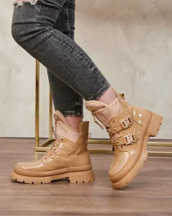 Workery|Botki Bez Ocieplenia^Royalfashion Jasnobrązowe damskie botki workery Hennobs brązowy