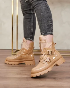 Workery|Botki Bez Ocieplenia^Royalfashion Jasnobrązowe damskie botki workery Hennobs brązowy