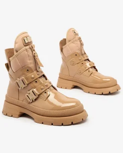 Workery|Botki Bez Ocieplenia^Royalfashion Jasnobrązowe damskie botki workery Hennobs brązowy