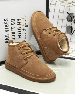 Śniegowce^Royalfashion Jasnobrązowe wiązane damskie buty a'la śniegowce z futerkiem Miusho Camel