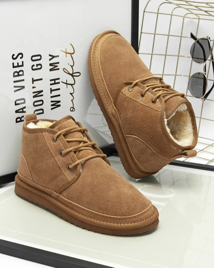 Śniegowce^Royalfashion Jasnobrązowe wiązane damskie buty a'la śniegowce z futerkiem Miusho Camel