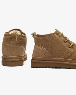 Śniegowce^Royalfashion Jasnobrązowe wiązane damskie buty a'la śniegowce z futerkiem Miusho Camel