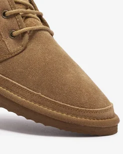 Śniegowce^Royalfashion Jasnobrązowe wiązane damskie buty a'la śniegowce z futerkiem Miusho Camel