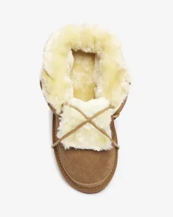 Śniegowce^Royalfashion Jasnobrązowe wiązane damskie buty a'la śniegowce z futerkiem Miusho Camel