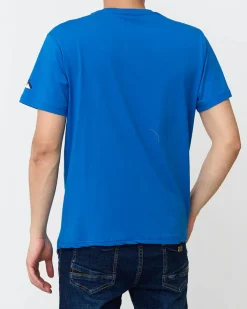 Bluzki^Royalfashion Jasnoniebieski męski t-shirt z nadrukiem Ecru