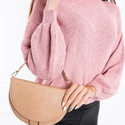 Swetry^Royalfashion sweter typu półgolf Jasnoróżowy