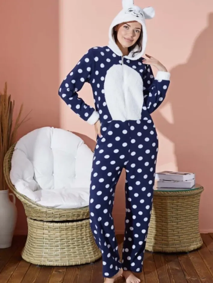 Piżamy^Royalfashion Jednoczęściowa piżama damska Granatowy