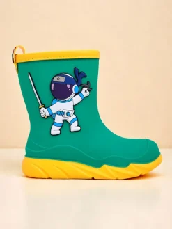 Chłopięce^Royalfashion Kalosze dziecięce z kosmonautą Cosmos Boy zielony