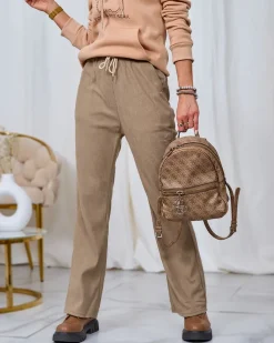Spodnie Materiałowe^Royalfashion damskie sztruksowe spodnie materiałowe khaki
