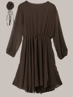 Sukienki Na Imprezę|Sukienki Krótkie^Royalfashion Klasyczna damska sukienka do kolana Ciemnobrązowy