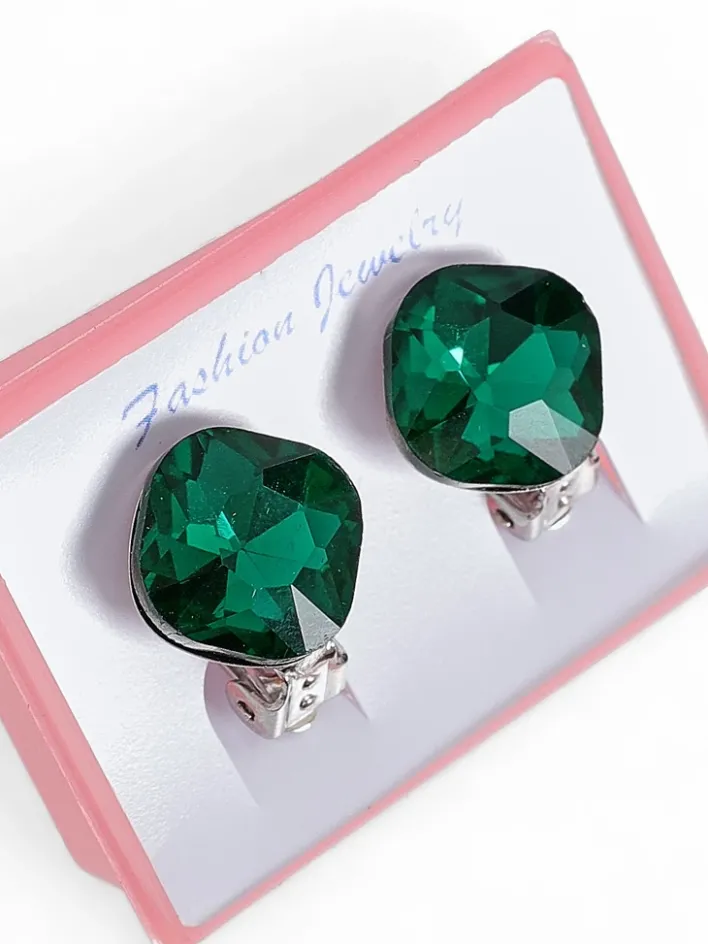 Biżuteria^Royalfashion Klipsy kolczyki damskie z kryształem zielony