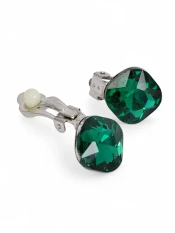 Biżuteria^Royalfashion Klipsy kolczyki damskie z kryształem zielony