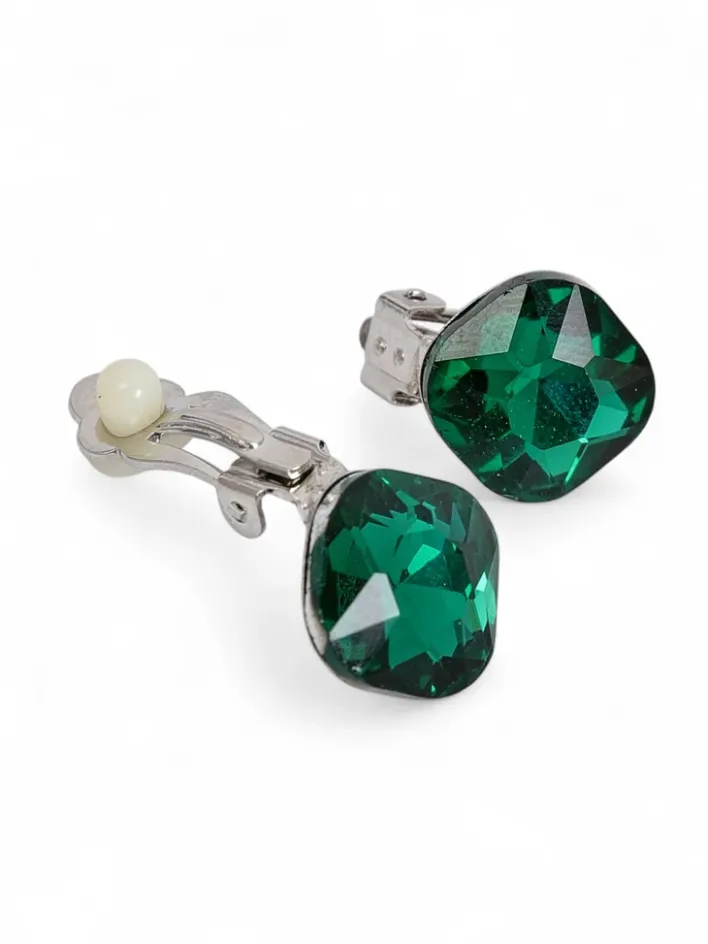 Biżuteria^Royalfashion Klipsy kolczyki damskie z kryształem zielony