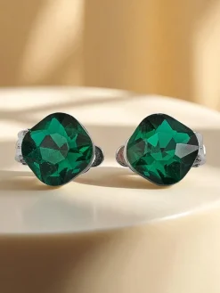 Biżuteria^Royalfashion Klipsy kolczyki damskie z kryształem zielony