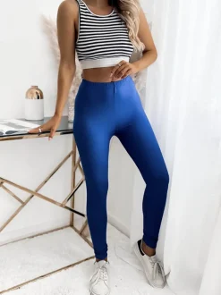 Legginsy / Tregginsy^Royalfashion Kobaltowe damskie legginsy z włókna bambusowego Granatowy