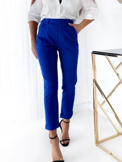 Legginsy / Tregginsy^Royalfashion Kobaltowe damskie spodnie typu tregginsy kobaltowy