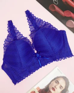 Codzienne^Royalfashion damski biustonosz koronkowy kobaltowy